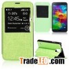 Caller ID Window Foldable Flip Stand Leather Case for samS5