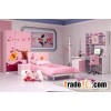 Children bedroom furniture with kids bunk, trundle bed, two