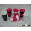 16oz porcelain single wall mug with pink silicon lid and sle