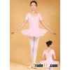 Light Pink Tulle Ballet Dance Leotard with Short Sleeve