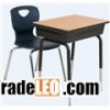 single adjustable school desk with metal frame and metal dra