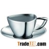 Double Wall Tea Cup, Stainless Steel Coffee Cup, Espresso Cup With Saucer
