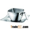 Double Wall Stainless Steel Coffee Tea Cup With Saucers
