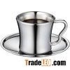 0.9/0.18/0.25 L Stainless Steel Espresso Tea Coffee Cup With Saucer
