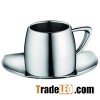 Stainless Steel Coffee Tea Cup, Double Wall Coffee Tea Cup With Saucer, Coffee Tea Cup With Saucer