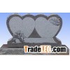 double heart grey granite headstone