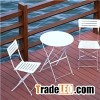 Outdoor Furniture Steel Mesh Folding Table And Square Chairs White