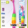 Plastic And Rubber Kids Toothbrush With 3 Soft Rubber Rings; The Handle Is Very Attractive To Childr