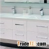 MDF White Painted Particle Board Side Bathroom Vanities With Mirror Cabinet