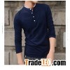 Men's Cotton Long-sleeved Printed V-neck Shirts with Buttons And Ziphoodies