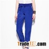 Bright Blue Satin High Decorated Waist With Self-fabric Belt Knot Charming Pants