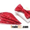 Factory Wholesale Men's Classic Bowtie And Hanky Set MOQ 50 Set Customized Design Service Avail