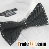 Wondful Pleated Silk Fabric With Contrast Color Border And Crystal Rain Stone Shining Bowtie