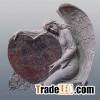 Angel and Heart Granite Tombstone