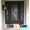 wrought iron door with glass