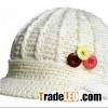 Women Korea Winter Warm Faux Fur Snood Loop Fluffy Warmer Handwork Visor Knit Beret
