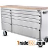 Rubber Wood Top with Brake 55 Inch CSA Approval Anti-fingerprinting Stainless Steel Tool Chest