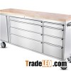 Rubber Wood Top 72 Inch 15 Drawer Stainless Steel Tool Chest for Sale