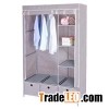 Modern Design Double Door Canvas Wardrobe With Shelves And Drawers