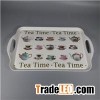 Tea Time Printing Melamine Rectangular Serving Tray With Handles