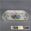 Home Garden Purple Floral Melamine Tea Tray With Handles