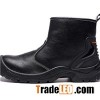 Long Cut Black Leather Waterproof Work Shoe