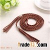 Women Braided Thin Belt With Tassel