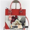 Silk Print Leather Handbag