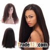 Natural Color Yaki Straight Peruvian Hair Glueless Full Lace Wig
