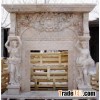 European Hand Carved Natural Marble Fireplace Surround