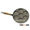 Wood handle cast iron cake pan