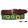 100%hand-sitched sunflower needlepoint belt