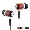 Stereo sound High-end phone wooden earphone earbuds with mic