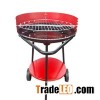 Round Grill With Trolley Charcoal BBQ Grill
