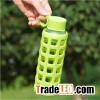 Eco Friendly Glass Bottles For Water With Outside Insulated Silicone Sleeve And Portable