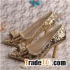 Custom Handmade Shiny Glitter Golden Bridal Party Shoes with Bowtie