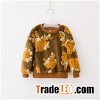Lovely Cute Baby Fluffy Sweater Flower Textured Through Fur Outcoat Crew Neck