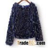 Multi Colour Faux Turkey Sweater In Long Plush Fur