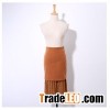 Women Pencil Skirt Patchwork With Lace High Waist Lace Hem