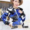 Women CAMO Print Faux Fur Sport Trend Sweater