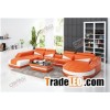 Orange leather sofa