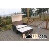 Hand-wicker rattan furniture sofa bed set with canopy