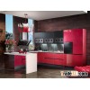 High gloss red acrylic finish corner kitchen cabinet