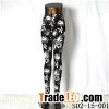 SD2-15-001 New Style Popular Knit Black And White Sun-flower Slim Leggings