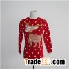 Cute Reindeer And Dot Graphic Holiday Knitted Sweater