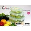 green rectangular glass airtight food storage container set