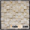 Beige and white stone split face up-down wall mosaic tile