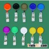 Retractable badge holder with clear vinyl strip