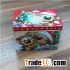 Christmas Bear Square Biscuits Tin Box