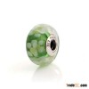 925 Sterling Silver Threaded Core Green Flower Murano Glass